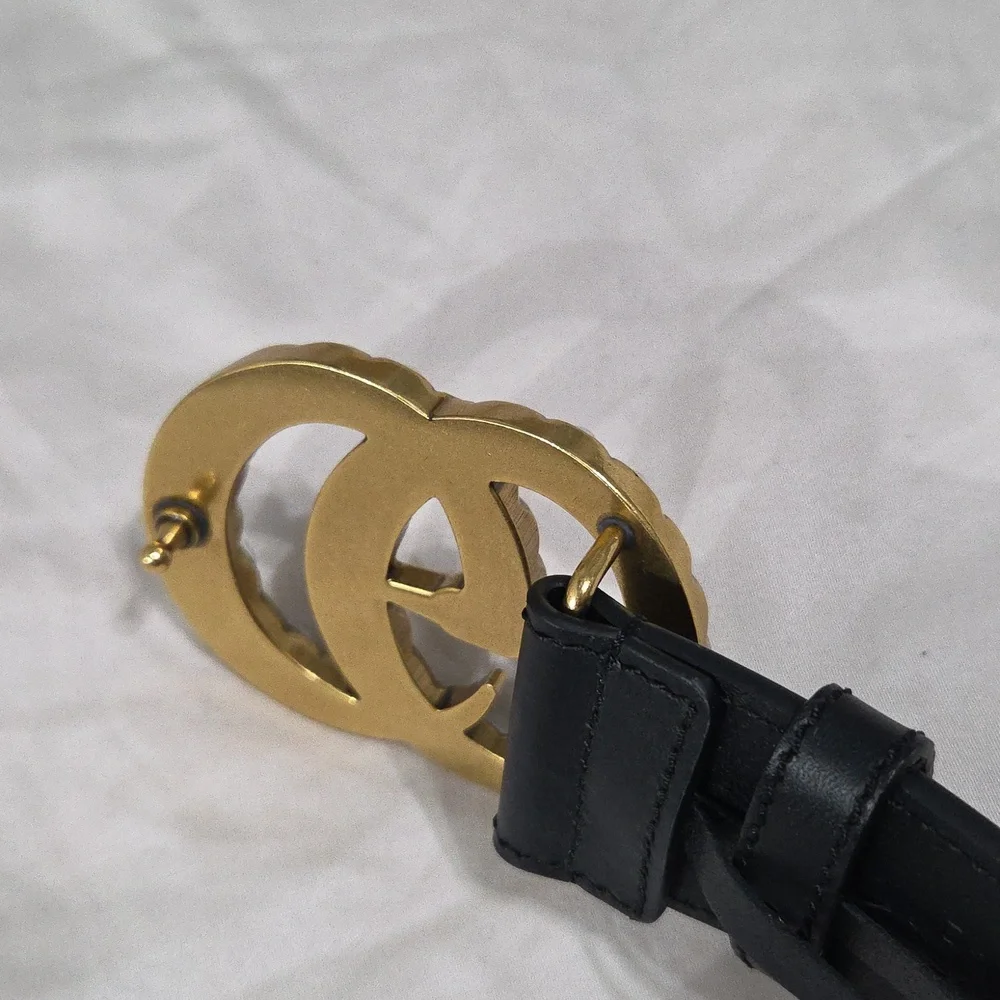 Gucci Black Marmont Pearl Belt Gold GG Buckle - Picture 8 of 14